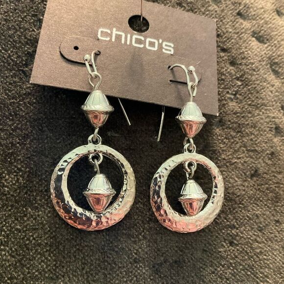 0112-Chico's Silver Dangle Earrings - Picture 3 of 4